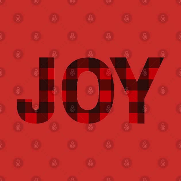 Joy in Red and Black Buffalo Plaid T-shirt Mug Coffee Mug Apparel Hoodie Sticker Tote bag Phone case Gift Christmas Decor by Orchyd