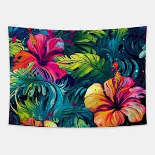 Colorful hibiscus pattern Tapestry