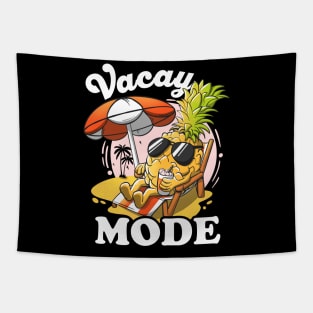 Vacay Mode On Pineapple Sunset Aloha Funny Vacation Mode On Tapestry