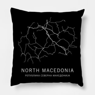 North Macedonia Road Map Pillow