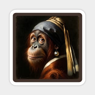 Wildlife Conservation - Pearl Earring Orang Utan Meme Magnet