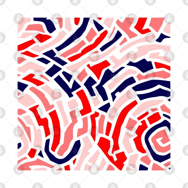 Circle Pattern Blue and Red Gradation Abstract Art by Golptika Design