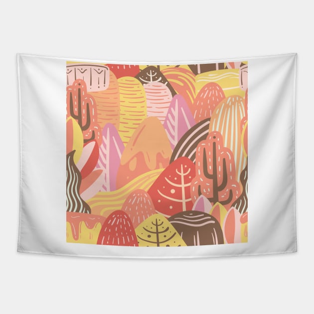 Colorful Zany Nature Doodle Tapestry by PosterpartyCo