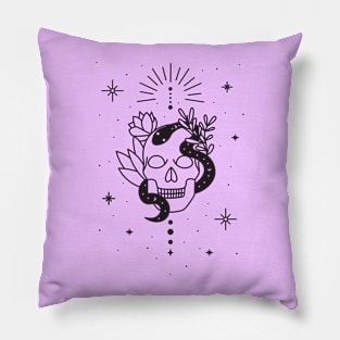 Skull with snake and plants Pillow