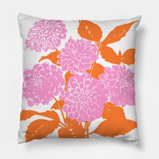 Flower Bouquet Illustration in Pink and Orange Pillow