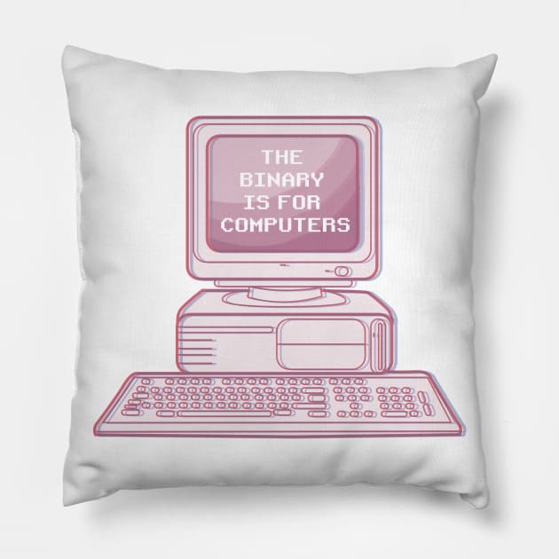 the binary is for computers(nonbinary pride) Pillow by remerasnerds