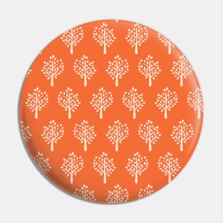 Tree Silhouettes White On Orange Pin