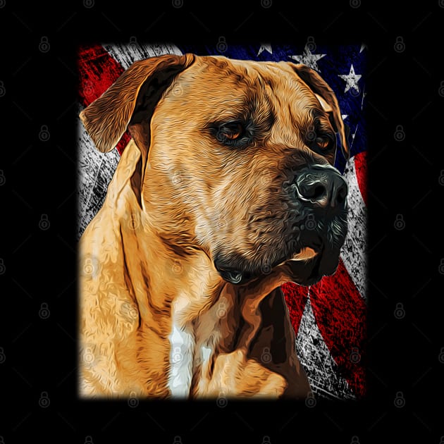 Patriotic Pitbull Dog Drawing - Vintage Pit Bull & American Flag Puppy Painting USA by Trade Theory