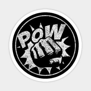 Distressed Effect Pop Art 'Pow' in Black and White Magnet