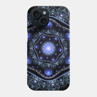 Blue Black Teal Shining Lace Boho Fractal Mandala Phone Case