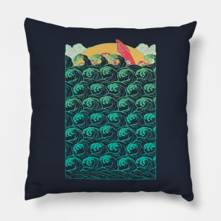 Squid on the waves Pillow