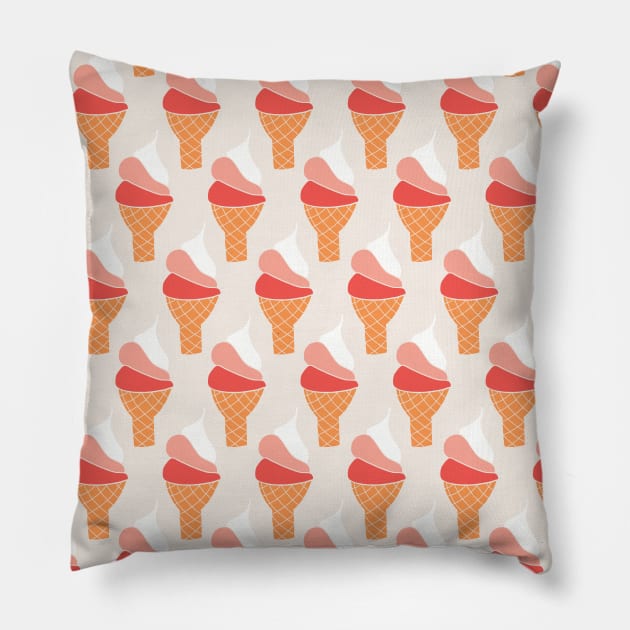Vanilla Strawberry Raspberry Ice Cream Pillow by Sandra Hutter Designs
