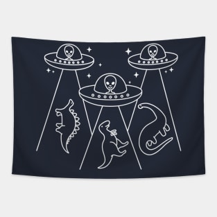 UFO Alien Abduction Dinosaur Tapestry