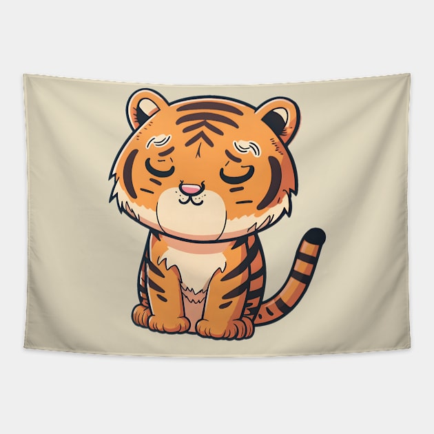 A little tiger very sure of himself, I would say very confident Tapestry by Cute Planet Earth Mini