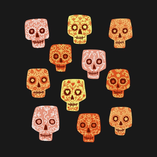 Dia de los Muertos Mexican Decorated Skull Art by NicSquirrell