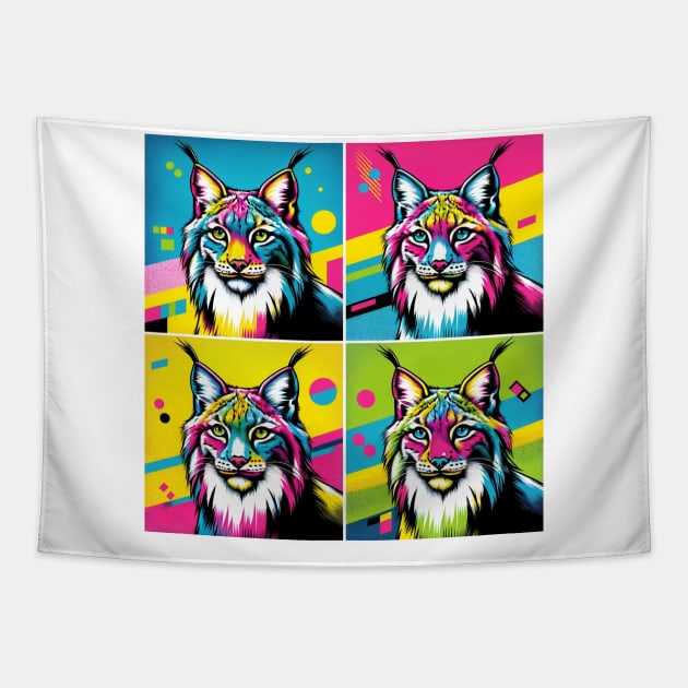 Wild Charm Canadian Lynx Pop Art Tee - Forest Feline Fashion Tapestry by PawPopArt