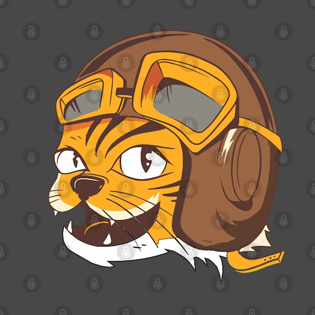 Tiger wearing vintage flying helmet's and goggles by AJ techDesigns