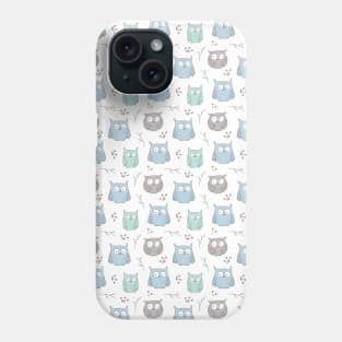 Whimsical Blue and Green Owls Phone Case