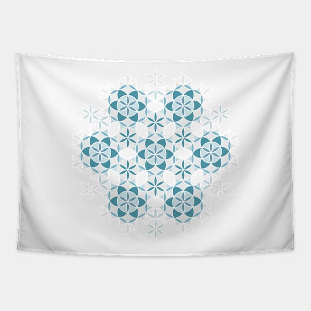 Blue Flower of life artwork Tapestry by kallyfactory