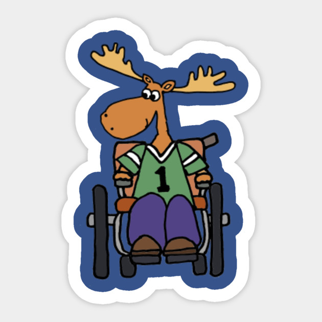 Funny Moose In A Wheelchair Cartoon Wheelchair Sticker