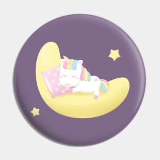 Cute Baby Unicorn Sleeping On The Moon Pin