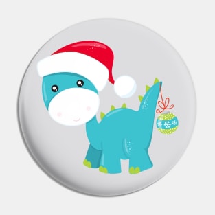 Christmas Dinosaur, Santa Hat, Dino, Brontosaurus Pin