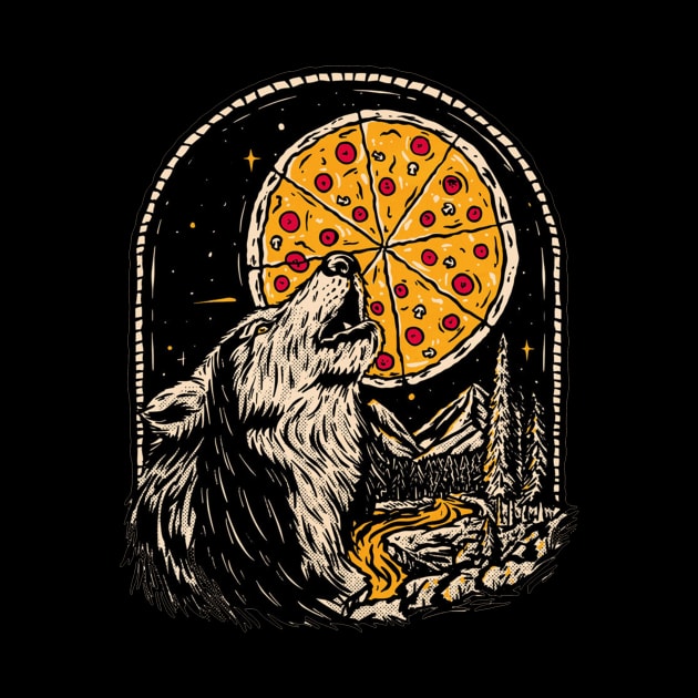 Wolf howling at full pizza moon by Picasso_design1995