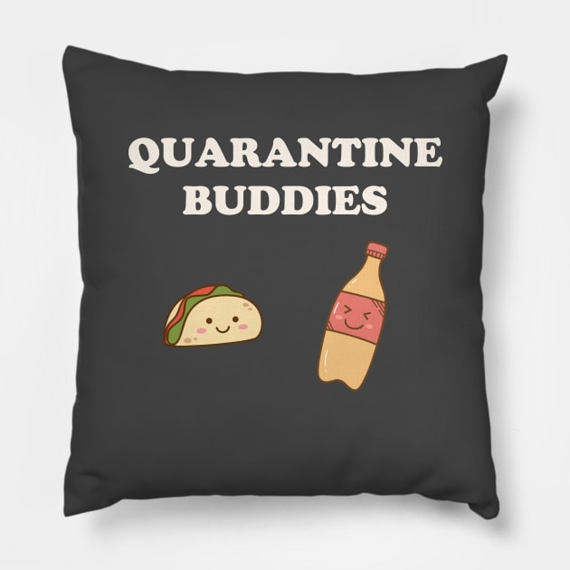 Quarantine Buddies Tacos and Soda Pillow by Golden Eagle Design Studio