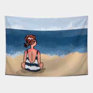 lady on the beach Tapestry