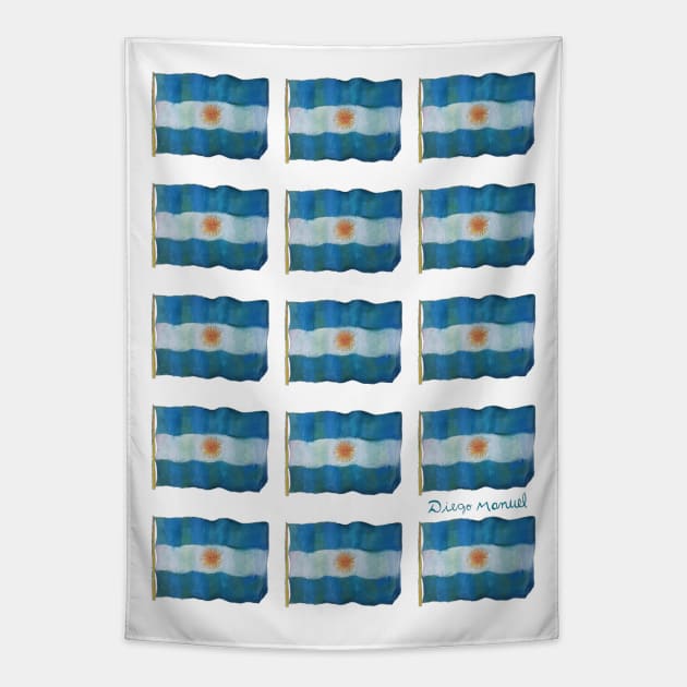 Argentine flags Tapestry by diegomanuel