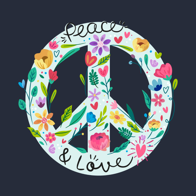 Peace And Love Symbol With Flower Power - Peace - Phone Case