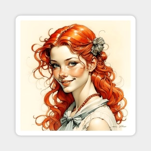 [AI Art] Beautiful ginger girl Magnet