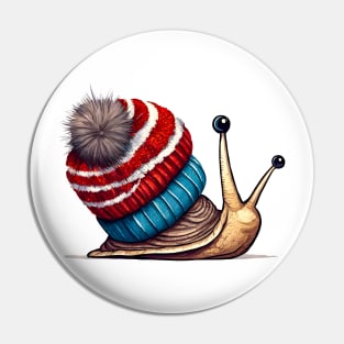 Cute snail wearing a pom pom toque Pin