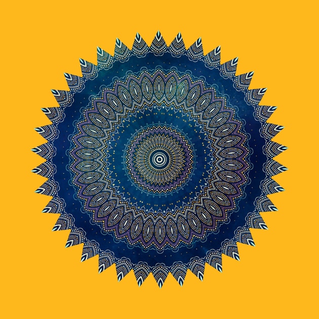 Watercolor Mandala dark blue by LebensART