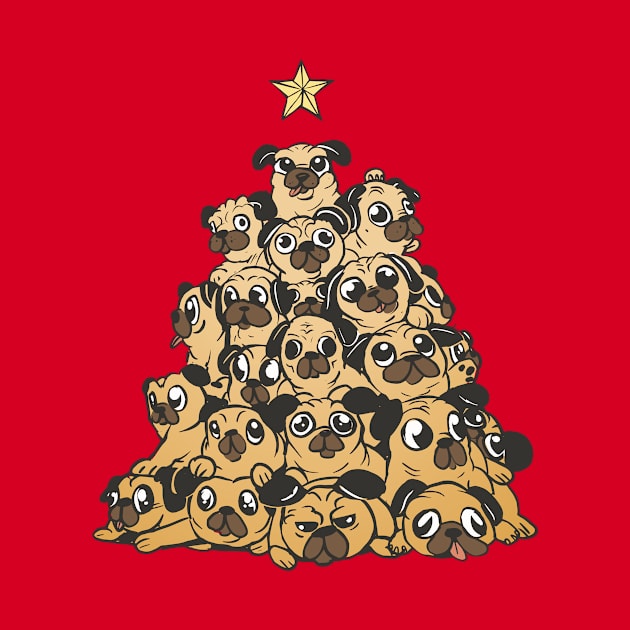 Cute Christmas Tree of Pugs by SLAG_Creative