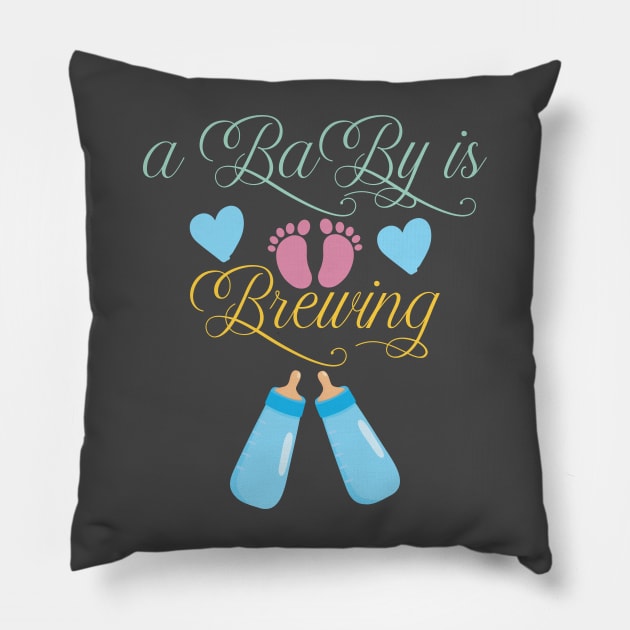 Funny baby a baby is brewing baby lover cool baby Pillow by Duodesign