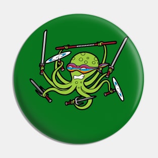 Cute Funny Kraken Ninja Multi-Tasking Monster Cartoon Pin