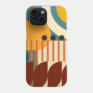 Modern Abstract Geometric Bauhaus Doodle Teal Sand Gold No.1 Style Phone Case