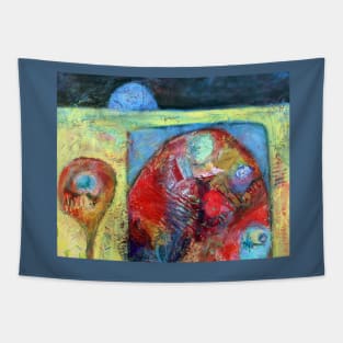 abstract in red, yellow and blue Tapestry