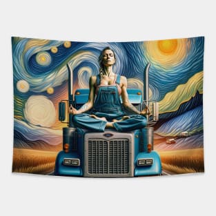 Woman Trucker Tapestry