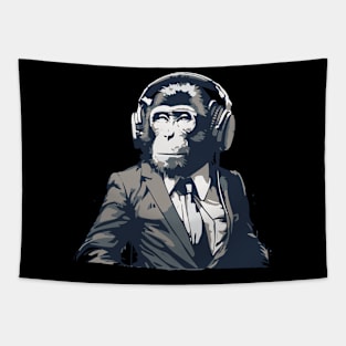 monkey in headphones Tapestry