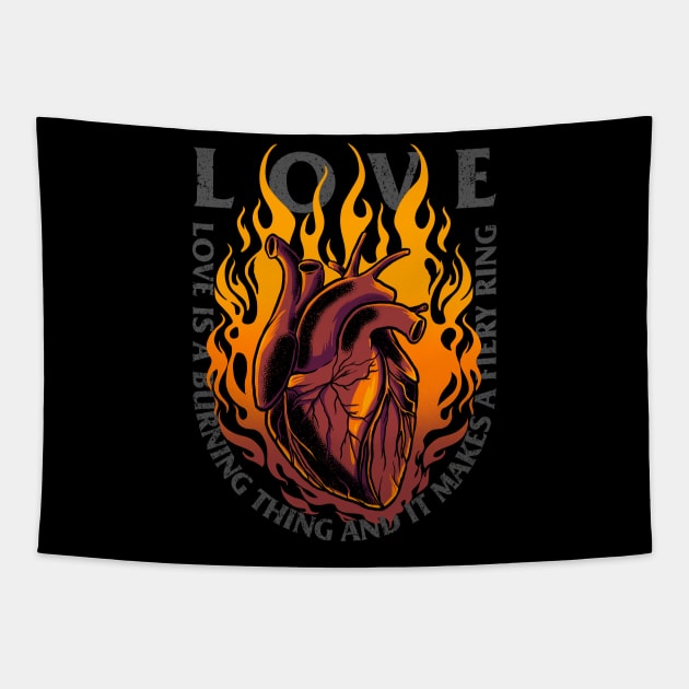 Love Burn Thing Fiery Ring Cash Lovely Heart Human Anatomy Tapestry by alxmd