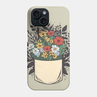 Large pocket with flowers Phone Case