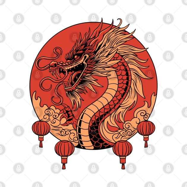 Red Chinese Dragon by Malik's