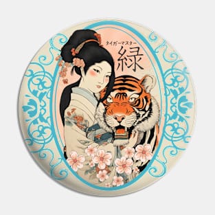 Japanese vintage circus tiger master woman lion tamer Pin