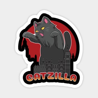 Catzilla playing on the city building Magnet