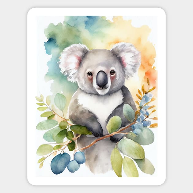 Cute Watercolor Koala - Unique Animal Art Design - Koala - Sticker