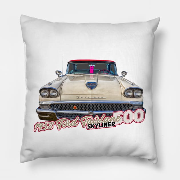 1958 Ford Fairlane 500 Skyliner Pillow by Gestalt Imagery