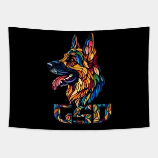 German Shepherd - Colorful Mosaic Art Tapestry