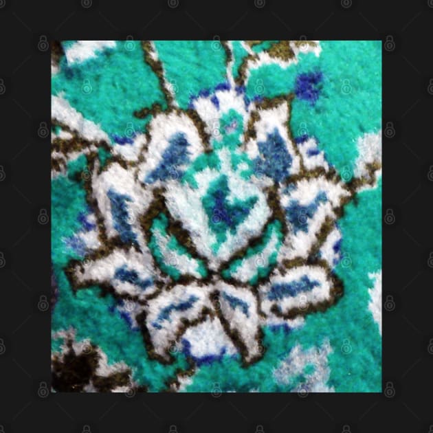 aqua green flower, flower design, floral designs, minimal art, abstract art, floral pattern, antique rug photo , For custom orders please DM me. by Hadigheh-art